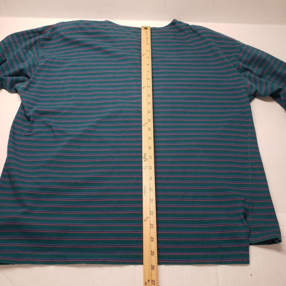 Vintage Izod 3pc Skirt Set XL Teal Pink Cardigan Henley Midi Skirt Stripe Modest - Picture 12 of 16